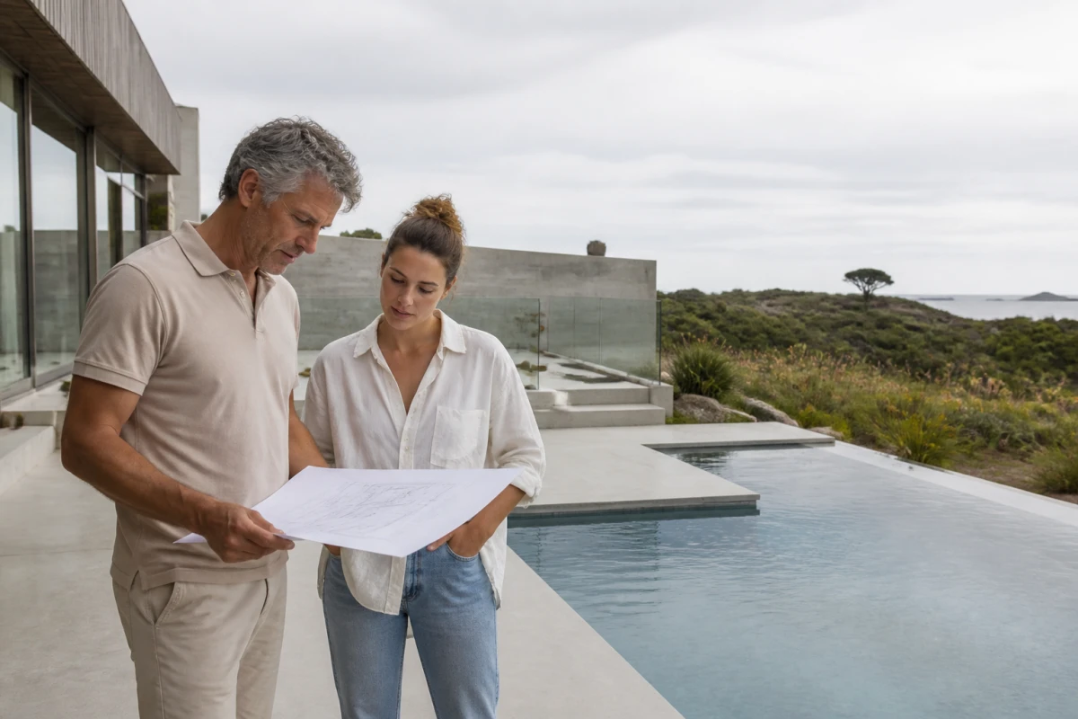 Construction piscine contemporaine Saint-Senoux