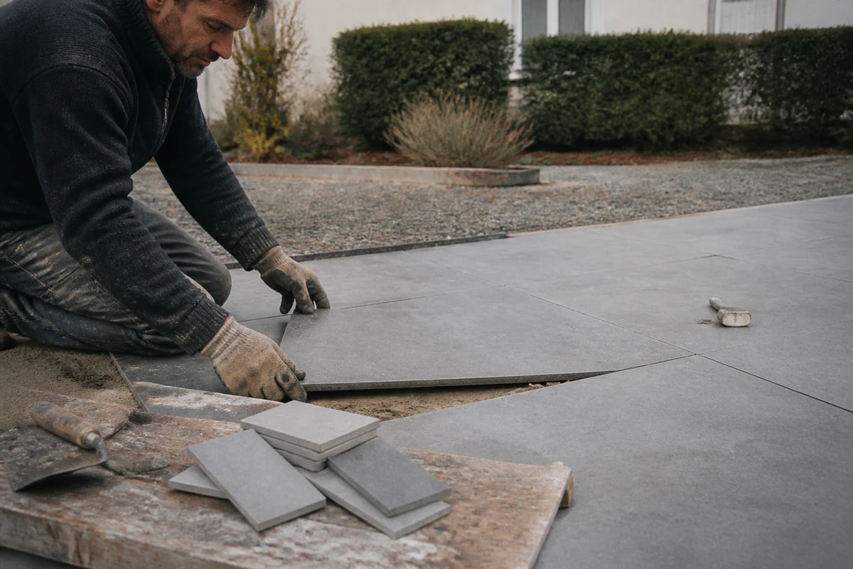 Création d'une terrasse en grès cérame à PACE